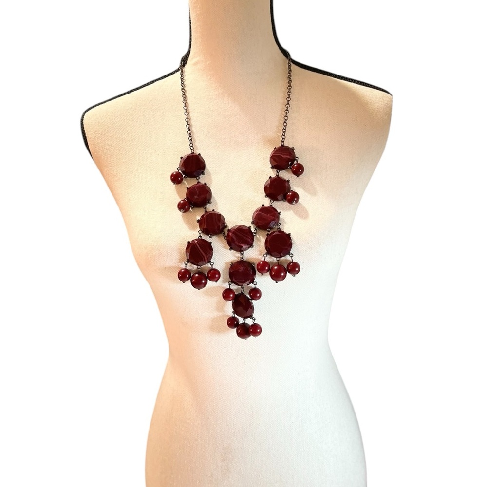 Elegant Red Burgundy Vintage Style Boho Bohemian Beaded Necklace